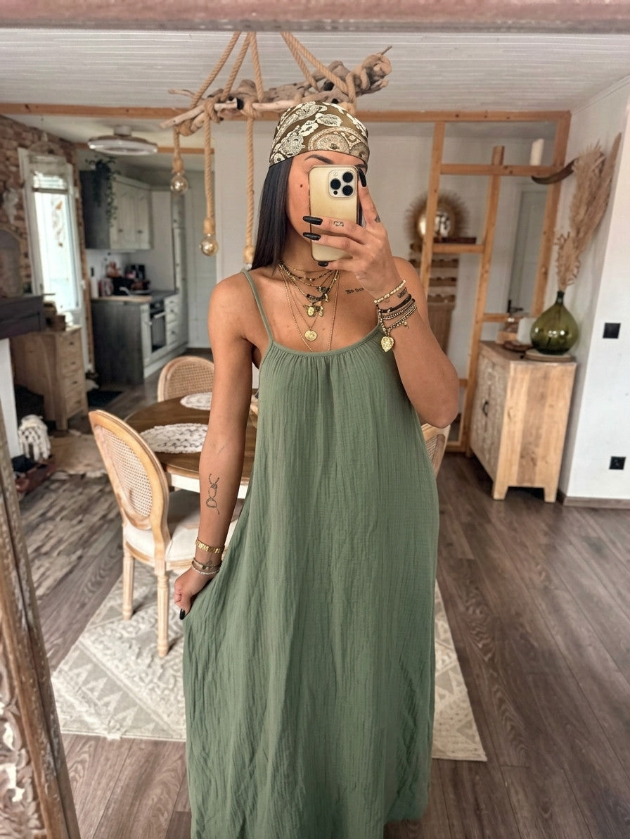 Robe longue en coton gaze