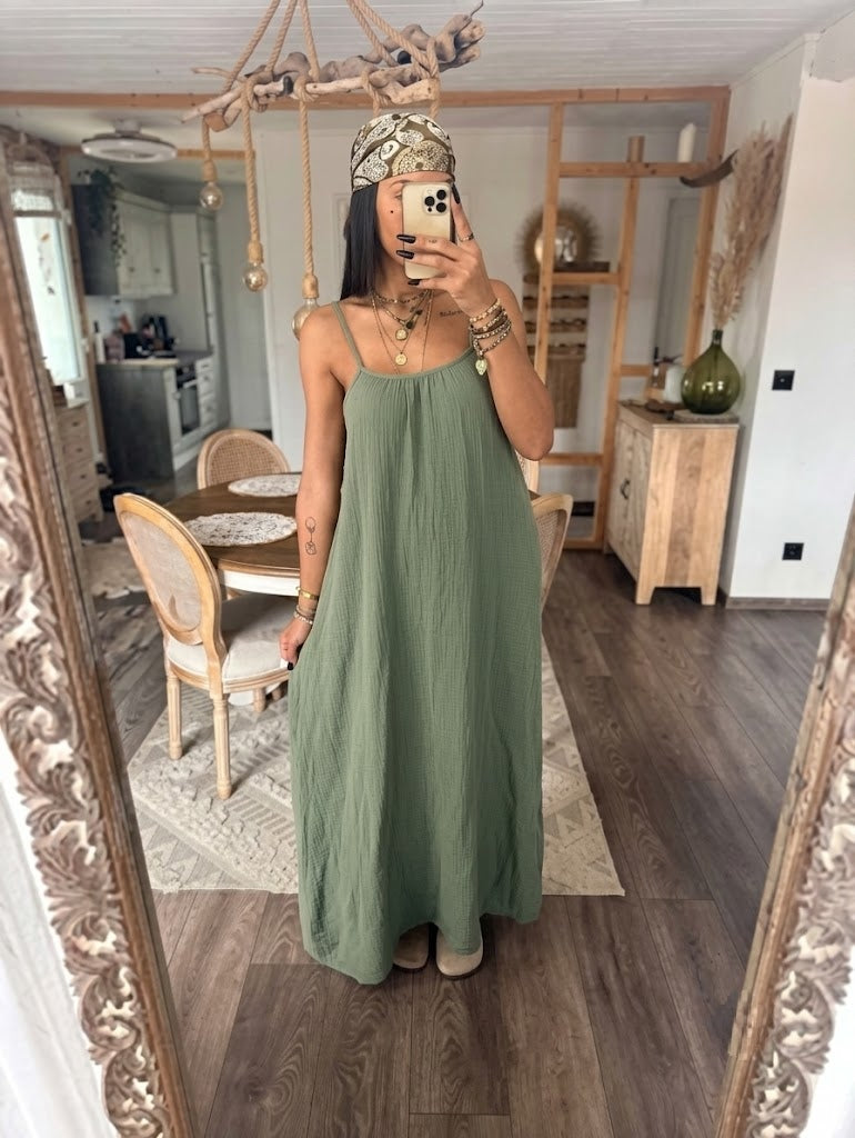 Robe longue en coton gaze