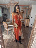Robe longue dos nu en gaze de coton — Terracotta