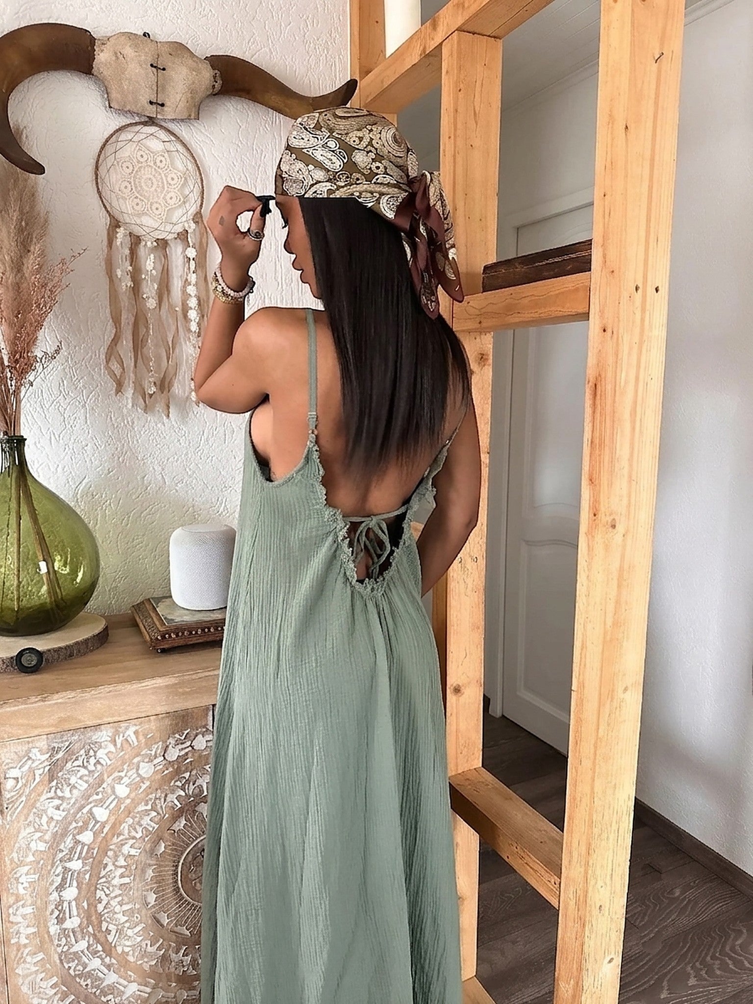 Robe longue en coton gaze
