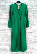 Robe portefeuille plissée vert émeraude